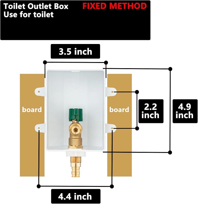 (1 Pack) Lidertik 1/2 inch Expansion PEX-A Pre-Assembled Ice Maker Outlet Box Valve 1/4 inch Recessed Refrigerator Water Line Wall Box with Shut Off Valve LI-ZBQH-530