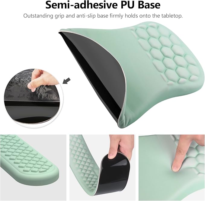 Ergonomic Mouse Pad Wrist Rest, 2 in 1 Keyboard Pad for Office | Memory Foam, 15° Ergonomic Slope, Massage Bead Design, Non-Slip PU Base, Lycra Fabric, for Office & Gaming, Gradient Green