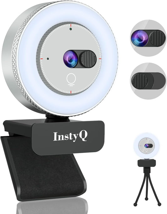 Webcam with Microphone, 2K Web Cam for PC/Desktop Computer/Laptop/MAC, Privacy Cover & Light, USB Plug and Play, Streaming Camera for Zoom/Skype/Teams/Video Calling/Studying and Conference