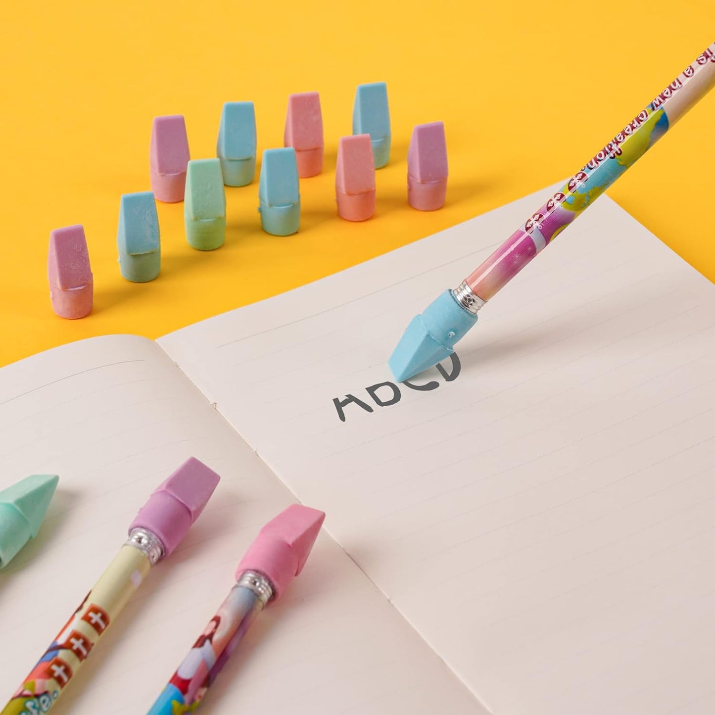 500 Pack Pencil Eraser Caps Pastel Colors Latex Free Pencil Pencil Eraser Toppers Arrowhead Caps Erasers for School Supplies,Light Color