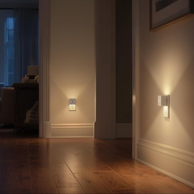 DORESshop LED Motion Sensor Night Light[2 Pack], Plug in Night Light with Motion Sensor, Brightness Adjustable Motion Activated Nightlight for Bedroom, Bathroom, Hallway, 3000K