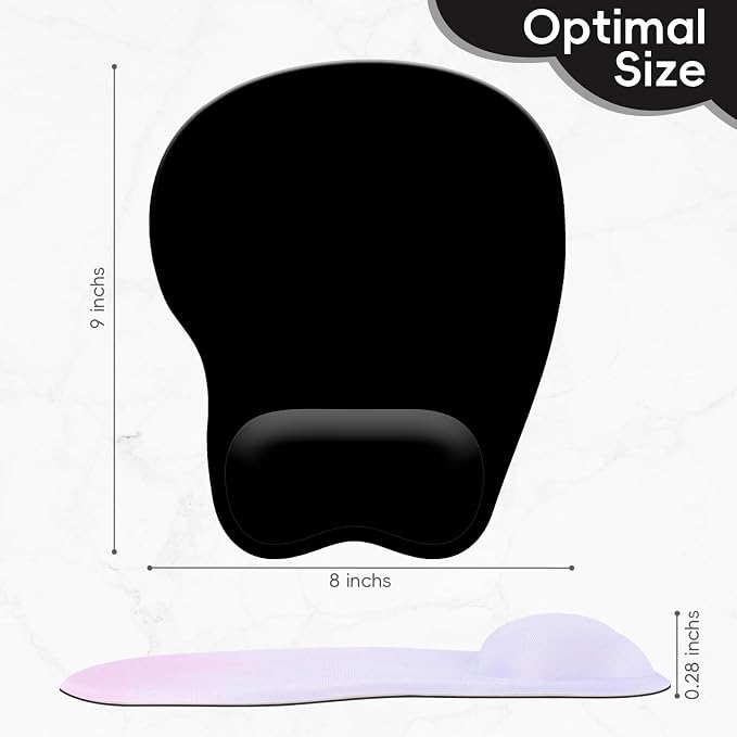 Mouse Pad with Wrist Rest Ergonomic Mouse Pad with Comfortable M-Shape Pain Relief Wrist Support Non-Slip PU Base Mousepad for Laptop, Office & Home (Black)