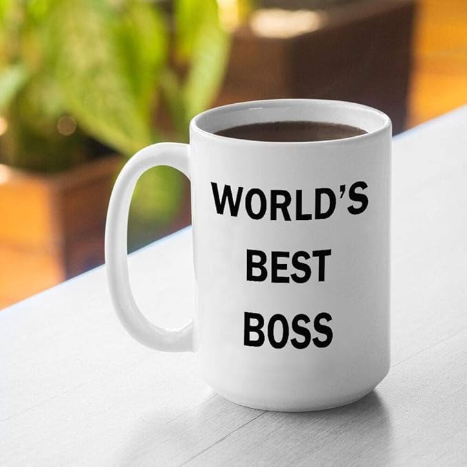 Dunder Mifflin (The Office) World's Best Boss TV Television Show Ceramic Mug Coffee (Tea, Cocoa) 15 OZ Mug, Official Michael Scott Mug As Seen On The Office