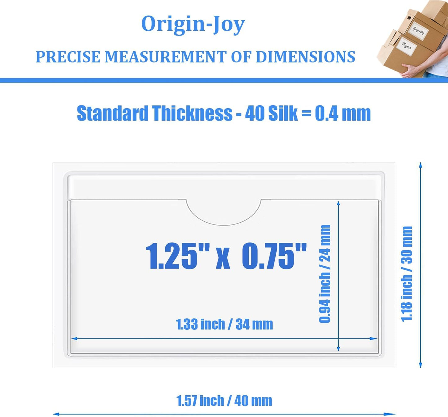 Origin-Joy 25 PCS Self-Adhesive Index Label Pockets, Clear Plastic Peel & Stick Card Holders with Top Open for Loading (1.25 x 0.75 inch)