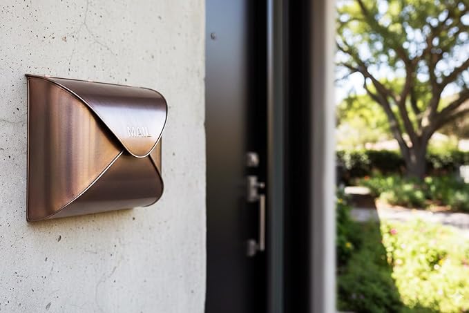 NACH Wall Mount Mailboxes for Outside, 12.5 x 5 x 10 inch Copper Wall Mailboxes for Outside, Waterproof Mailboxes for Outside - Envelope Mailbox