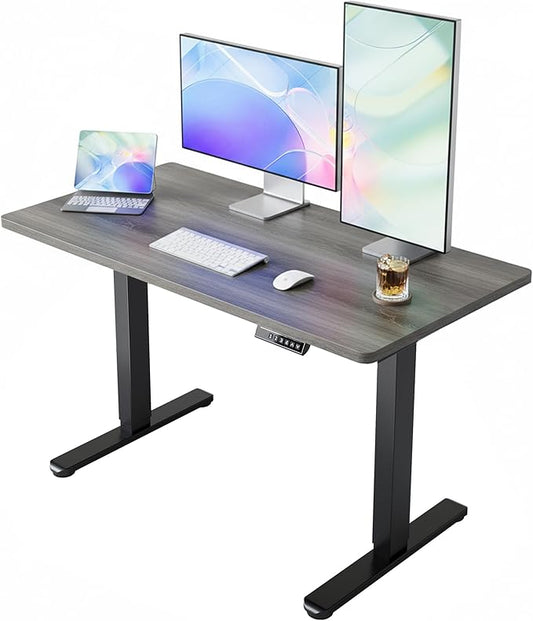 HUANUO Electric Standing Desk,55" x 28" Height Adjustable Desk, 4 Memory Height Settings, Sit to Stand Up Desk for Home Office, with Headphone Hook, Cable Manager, Vintage Brown