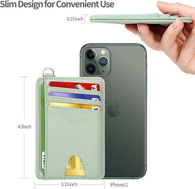 Slim Minimalist Front Pocket Wallet, RFID Blocking Credit Card Holder Wallet with Detachable D-Shackle for Men Women