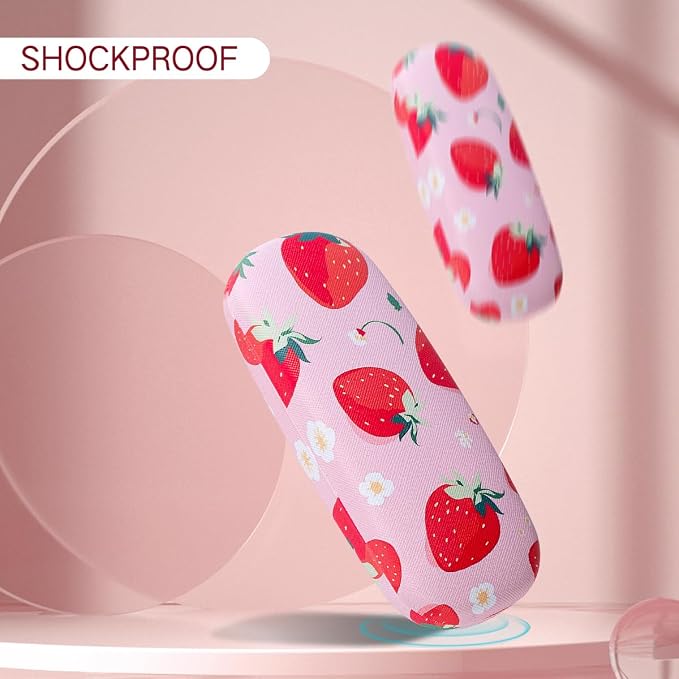 PERFECTSIGHT Hard Shell Eyeglasses Case, PU Leather Protective Glasses Case, Cute Eyeglass Case for Women Men Girls