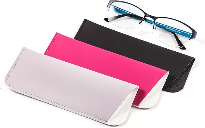 TRIUMPH VISION 3 Pack Reading Glasses Pouch Soft Case Eyeglass Sleeve Slim | Alternative to Bulky Case in bag, Lightweight Lined Padded Protect Optical lens Slip in, Cute Pattern Portable for Daily Use