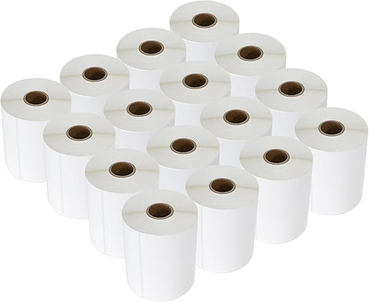 L LIKED 4000 Count 4" x 6" Direct Blank Thermal Shipping Labels with 250 Labels/Roll - Compatible with Zebra 2844 ZP-450 ZP-500 ZP-505 (16 Rolls)