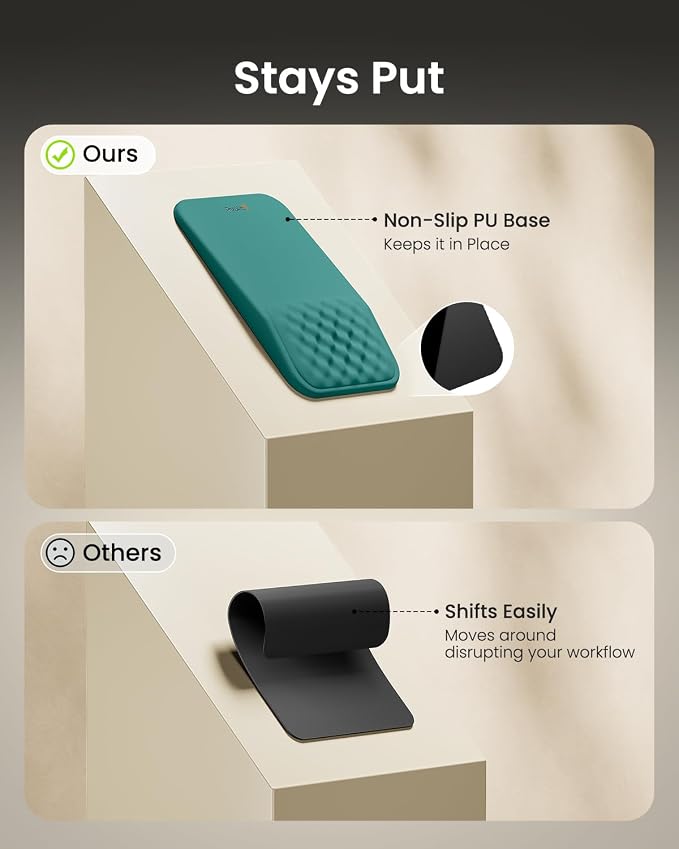 ProtoArc MP50 Ergonomic Mouse Pad with Wrist Support, Lycra Surface, Green | 8° slope & massage points, soft memory foam, Large 12x8 Inches, Non-slip base. Relieves wrist strain for office & home