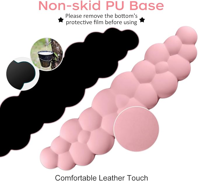 JIKIOU Upgrade Leather Cloud Wrist Rest for Keyboard and Mouse & Cup Pad | Wish Gift-Cute Cloud Shape, Comfortable and don’t Irritate to Skin, Non-Slip PU Base,Soft Memory Foam filled for Pain Relief