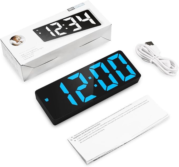 AMIR Digital Alarm Clock, 6.3" Large LED Display Bedside Clock | Auto Night Dimming, 12/24H, Adjustable Snooze, Dual Power Supply, Bedroom Office