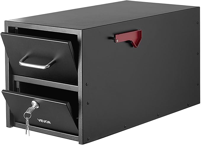 VEVOR Post Mount Mailbox, Anti-Pry & Anti-Theft Mailboxes for Outside, Heavy Duty Lockable Mail Box with Magnetic Door, Weather-Resistant Metal Post Box for House Outside 21.06 x 10.63 x 11.22 in