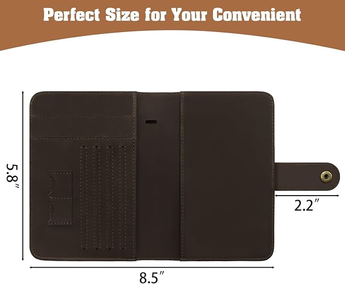 Jack&Chris Genuine Leather Handmade Passport Holder For Travel, RFID Blocking Passport Holder with Card Slots, Travel Essentials wallet with Pen Holder for Women and Men for Gifting, Coffee
