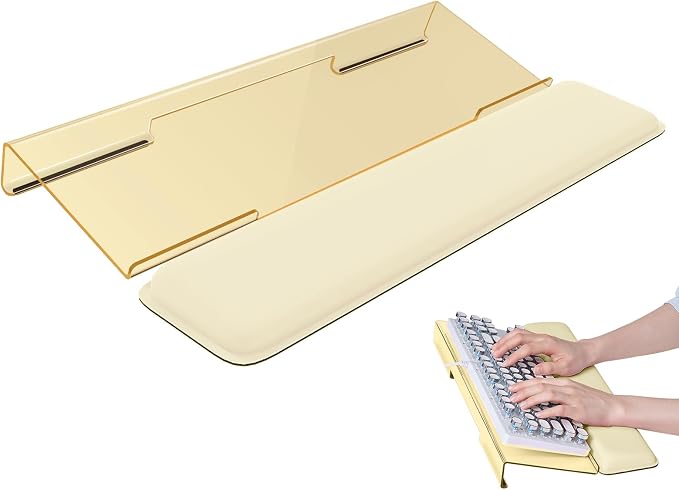 Laborio Computer Keyboard Wrist Rest, Keyboard Riser Stand for Desk(Beige) | Ergonomic Acrylic Keyboard Holder, Non-slip Wrist Pad, Pain Relief for Typing, Multiple Colors