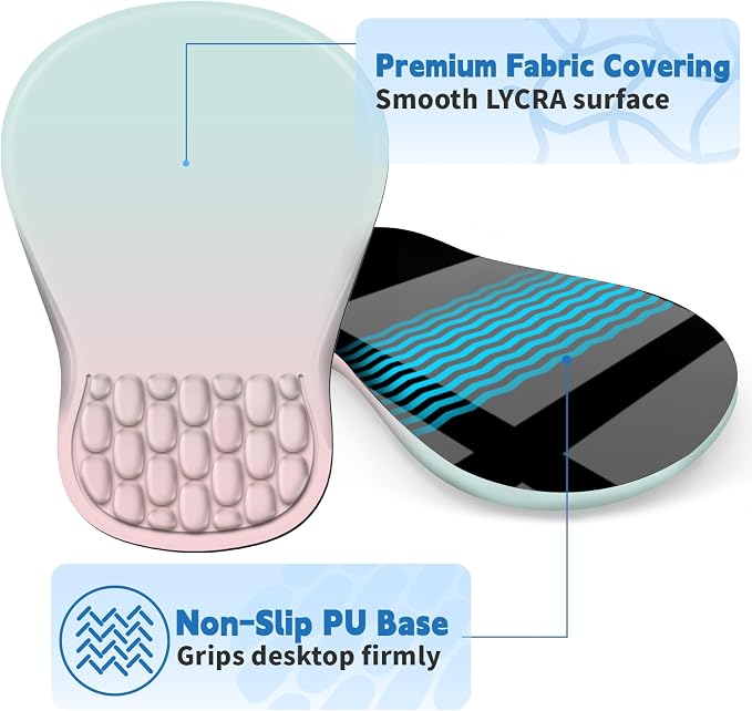 YIWEI Ergonomic Mouse Pad with Wrist Rest for Carpal Tunnel Pain Relief | Memory Foam Wrist Support,Non-Slip Rubber Base, Keyboard Computer Mousepad,Lycra Cloth Surface,Gaming Home Office