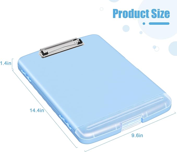Hongri Clipboard with Storage with Pencil Case, 8.5 x 11 Storage Clip Board | High Capacity Organization Box for A4 Letter Legal Paper, Heavy Duty Folio & Side-Opening for Nurses, Teachers, Blue