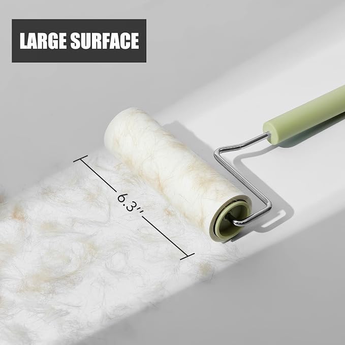 Extra Sticky Large Surface Lint Roller, 6.3''Wide Roller for Pet Hair | Long Handle Lint Remover for Couch, Furniture, Clothes, Dog & Cat Hair Remover (1 Roller + 360 Sheets)