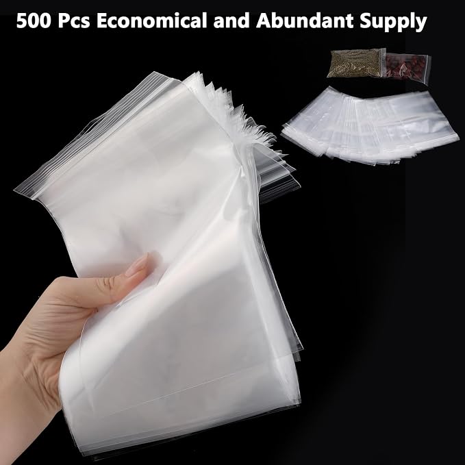 BESARME 500 PCS 5" x 7" Small Plastic Bags for Jewelry Mini Clear Plastic Poly Bag 2 Mil with Resealable Lock Seal Zipper for Storage Gifts Candy Screws