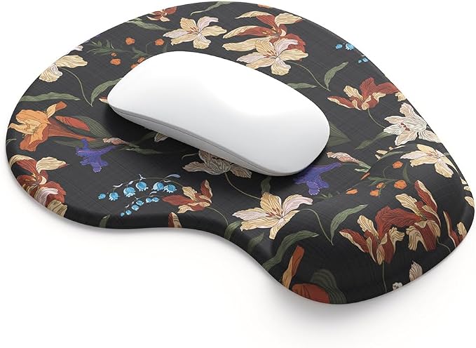 Office Mousepad with Gel Wrist Support - Ergonomic Gaming Desktop Mouse Pad Wrist Rest - Design Gamepad Mat Rubber Base for Laptop Computer -Silicone Non-Slip Special-Textured Surface (14Lily)