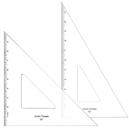 Coopay 2 Pack Triangle Ruler, 30/60 & 45/90, Clear Acrylic, Inking Edge | Drafting Triangle, 12 inch 30/60, 10 inch 45/90 Degree, Technical Drawing Tools, Design, Architect and Engineering, Student