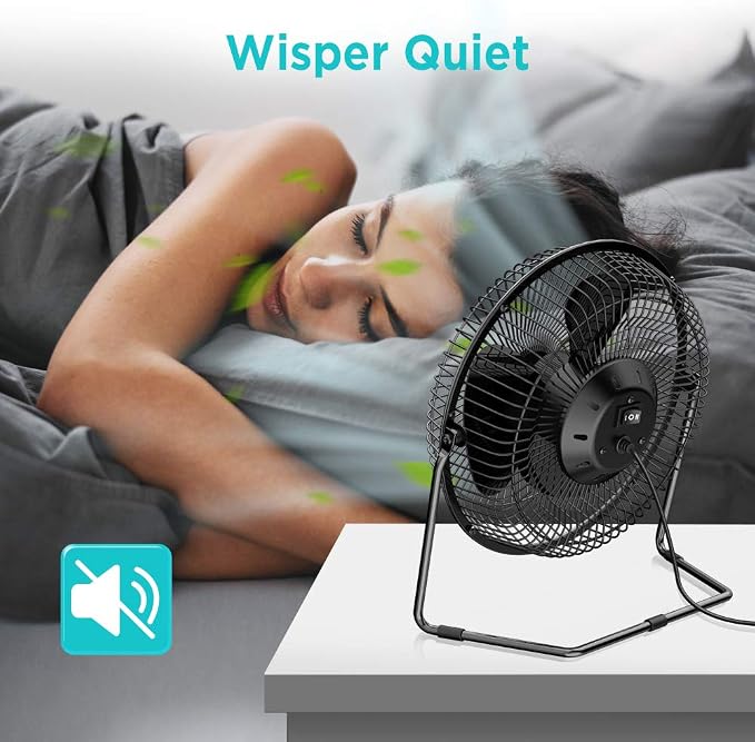 EasyAcc 9 Inch USB Desk Fan Ultra-quiet USB Powered 360° Rotation Desktop Fan with Metal Frame, Portable Personal Cooling Fan with 2 Speed for Home Office (USB POWERED ONLY)