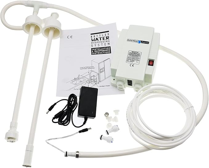 Bottled Drinking Water Pump System Double-Tube Power 25W, Bottled Water Dispensing 2.5L Flow Electric Water Pump for 5 Gallon Bottle Water for Coffee,Refrigerators,Ice Maker,Faucet