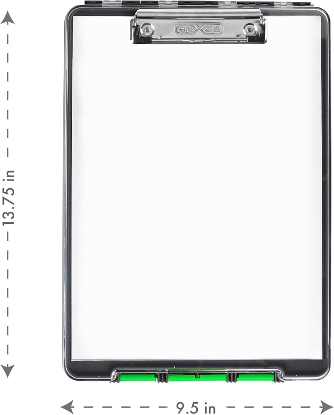 Dexas Clearview Clipcase clipboard13.75 X 9.5 in, Green. See Papers Clearly Outdoors, Stay Organized and Dry. Ideal for Coaching, Teaching, homeschooling, Art, Trades, and Medical pros (Pack of 6)