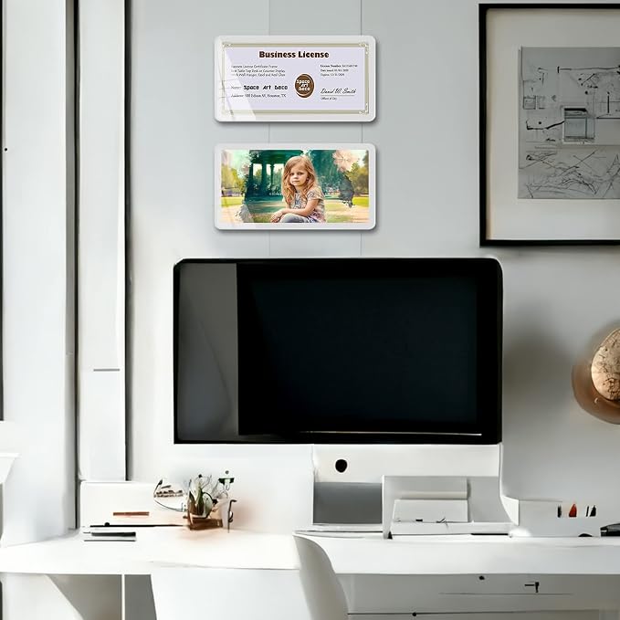 Bluesun 4×8 Picture Frame White, Vertical & Horizontal Wall & Tabletop | 4×8 White Photo Frame with Tempered Glass & Rounded Corners, Ideal for Certificates, Living Room Bedroom Hallway Office