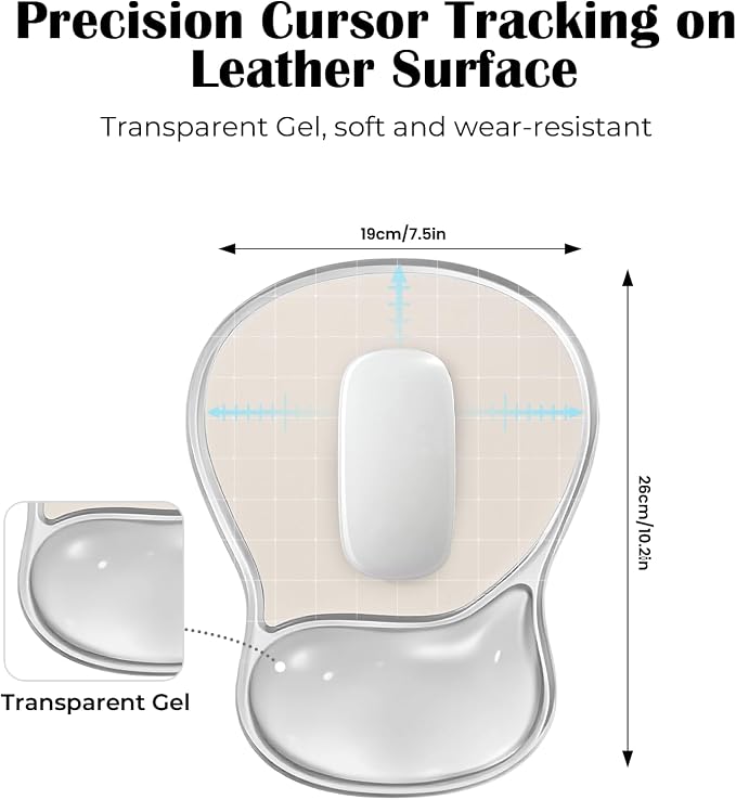 EooCoo Ergonomic Waterproof Mouse Pad with Gel Wrist Rest Support | Middle Concave Design for Natural Wrist Alignment, Non-Slip Base Mousepad, Carpal Tunnel Relief, Office Desk Accessories