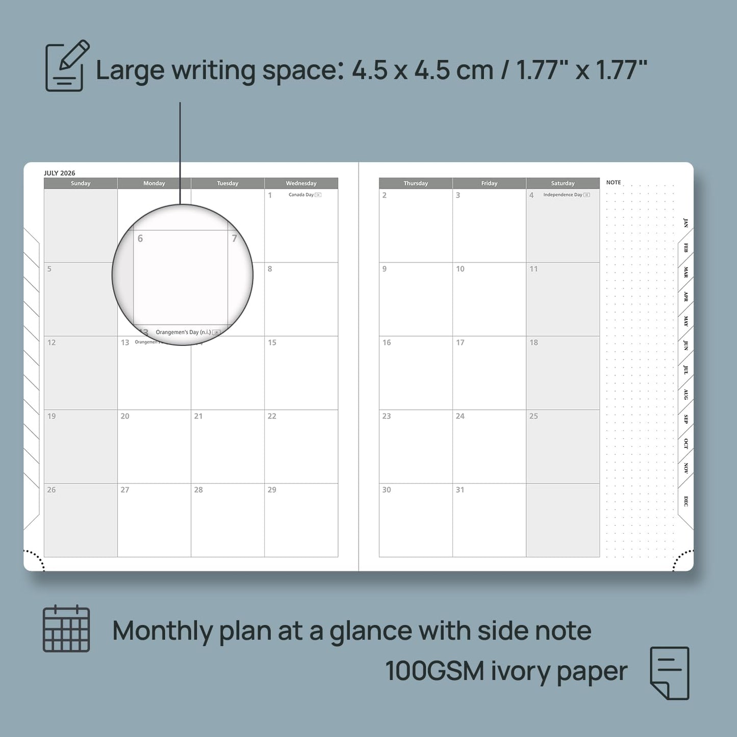 POPRUN Weekly Planner 2026 Calendar (Large 8.5" x 10.5") 12 Months Notebook with Horizontal Layout, Leather Hardcover, Inner Pocket, 100GSM Thick Paper, Pen Holder - Pacific Green