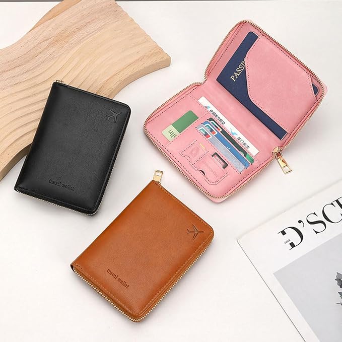 Passport Holder for Travel Women and Men RFID Passport Holder with Zipper Passport Case Passport cover Passport Wallet Travel Essentials and Accessories