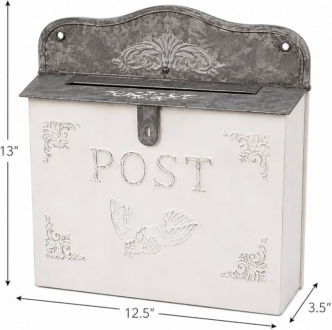 Vintage Style Wedding Card Box – Nostalgic Farmhouse Keepsake Holder for Cards, Wishes & Treasured Moments (White Horizontal)