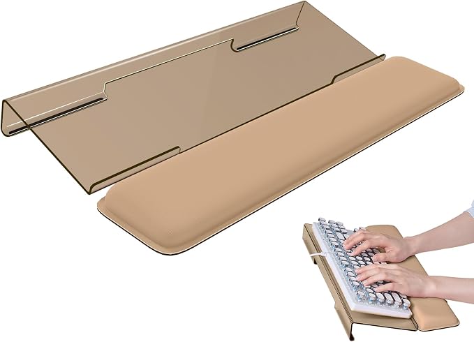 Laborio Computer Keyboard Wrist Rest, Keyboard Riser Stand for Desktop | Coffee, Ergonomic Acrylic Keyboard Holder, Non-slip Wrist Pad, Pain Relief for Typing, Multiple Colors