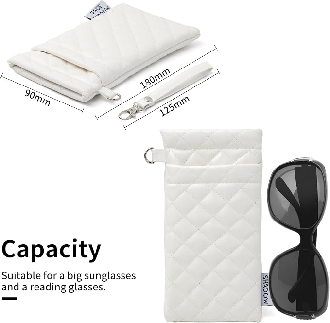 Face Shadow Double Glasses Case Soft Eyeglass Case For Women Men Squeeze Top Sunglasses Case With Cleaning Cloth