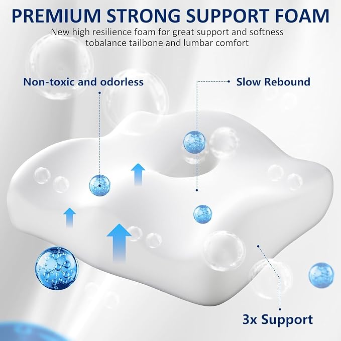 Seat Cushion and Lumbar Support for Office Chair, Memory Foam Chair Cushion for Back and Butt, Ergonomic Set for Tailbone, Sciatica & Back Pain Relief