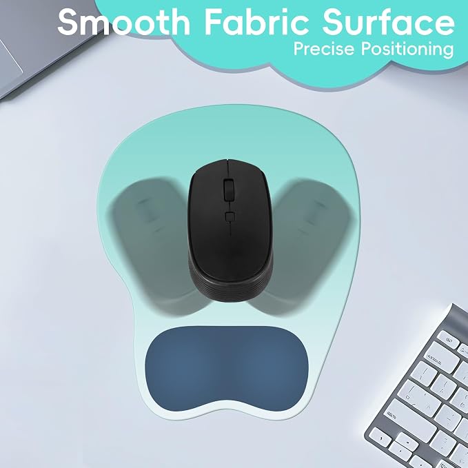 Ergonomic Mouse Pad,Non Slip Mousepad Wrist Rest Support for Office, Computer, Laptop & Mac(A-Green Blue)