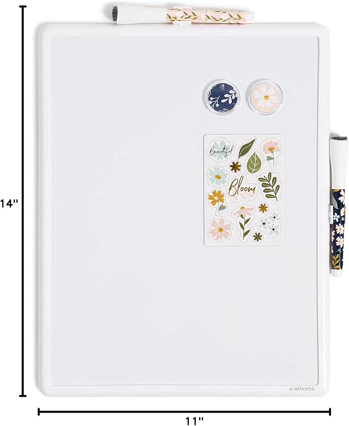 U Brands Contempo Magnetic Dry Erase Board White Board Kit, Set of 19, 11” x 14”, Fall Floral, Includes Magnets, Markers