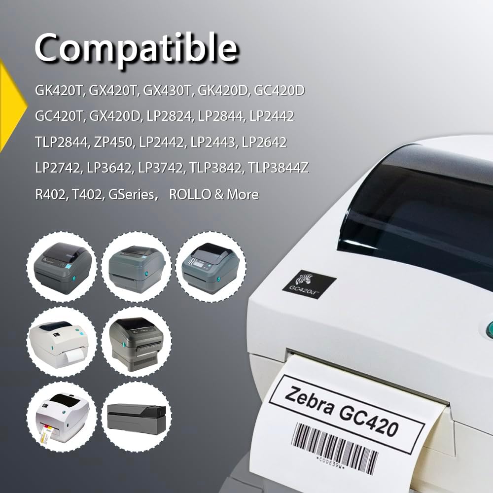 BETCKEY - 1" x 2" Barcode & Address Labels Compatible with Zebra & Rollo Label Printer,Premium Adhesive & Perforated [Yellow, 6 Rolls, 4500 Labels]