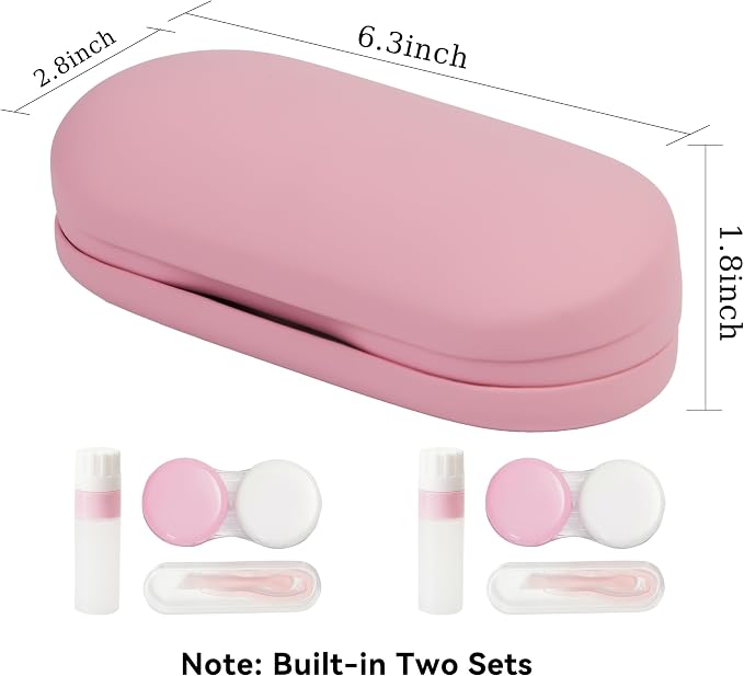 Eyeglass Case Double Sided Travel Size Portable Contact Lens Box 2 in 1 | Multifunction With Tool for Daily Outdoor Office