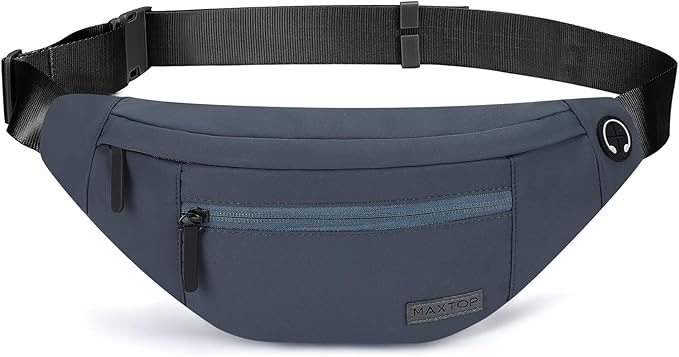 MAXTOP Large Fanny Pack for Men Women Sling Bag with 4-Zipper Pockets | 4-Zipper Pockets,Polyester,Hands-Free Wallets Shoulder Phone Bag Carrying All Phones