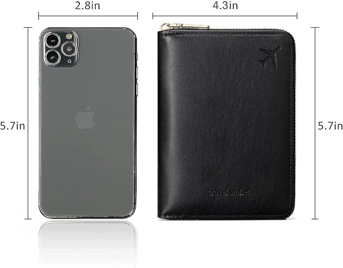 Passport Holder for Travel Women and Men RFID Passport Holder with Zipper Passport Case Passport cover Passport Wallet Travel Essentials and Accessories