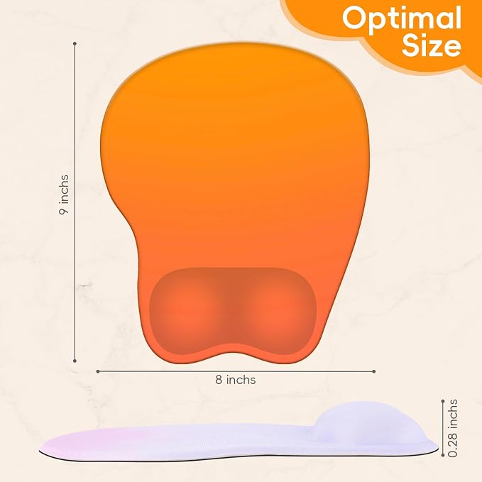 Mouse Pad with Wrist Rest Ergonomic Mouse Pad with Comfortable M-Shape Pain Relief Wrist Support Non-Slip PU Base Mousepad for Laptop, Office & Home (Gradient Orange)