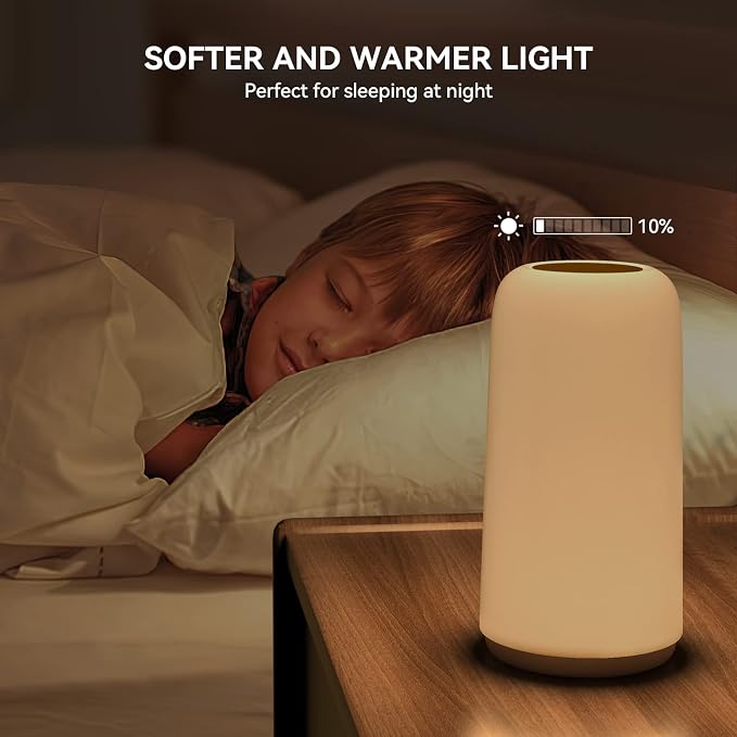Touch Bedside Table LED Lamp, [Sleek Design & RGB Mode] Multi-Color Dimmable with Warm White Lights, Birthday Gifts for Women Mom, Smart Nightstand Small Lamp for Bedroom Living Room Home Decor