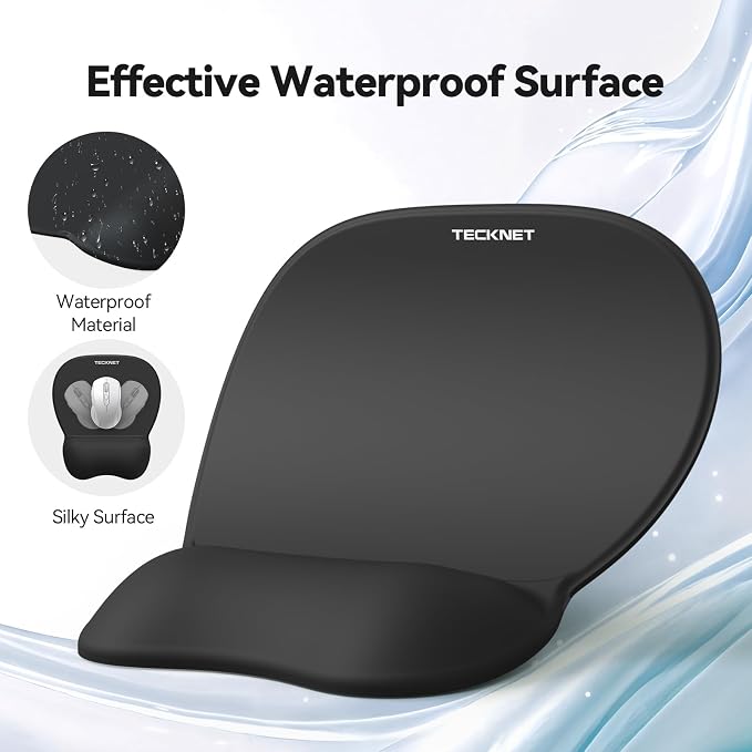 TECKNET Gel Ergonomic Mouse Pad & Keyboard Wrist Rest & Coaster | 3 in 1 Set, Pain Relief, Milk Silk Cloth, Non-Slip PU Base, Easy Typing, Memory Foam Wrist Support for Office & Home