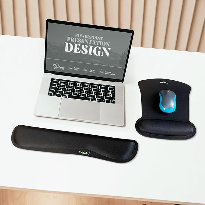 VAGAU Premium Keyboard Wrist Rest and Mouse Pad Wrist Support | Ergonomic Memory Foam Set for Office, Laptop, Mac, Computer and Gaming, Comfortable Typing &Wrist Pain Relief