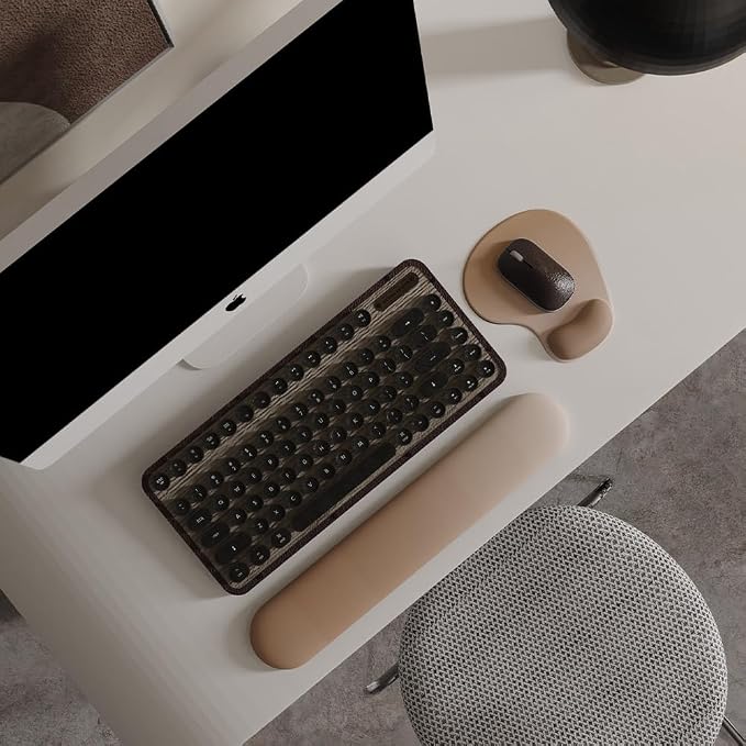 Office Mousepad with Gel Wrist Support - Ergonomic Gaming Desktop Mouse Pad Wrist Rest - Design Gamepad Mat Rubber Base for Laptop Computer -Silicone Non-Slip Special-Textured Surface (04Brown)