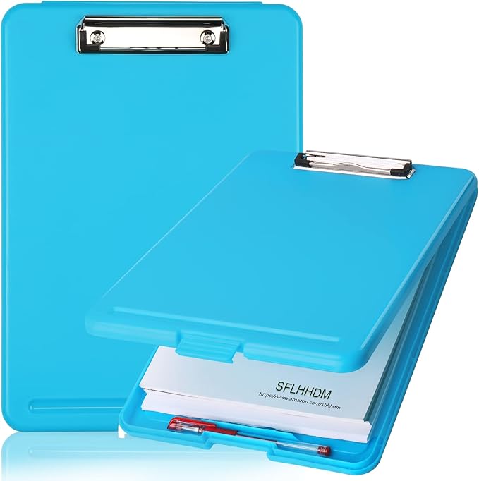 Clipboard with Storage,Storage Clipboard with Clip,Clipboards Foldable for Nurse,for 8.5x11 Paper Clip Boards,A4 Clipboards Case with Smooth Writing for Office Supplies Clip Board Case-Blue