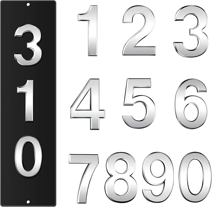 House Address Plaques Metal Address Sign Outside House Number Mailbox Number Sign for House Home Hotel Office Garden Decorative Wall Plaque(11.8 inch,Simple Style)